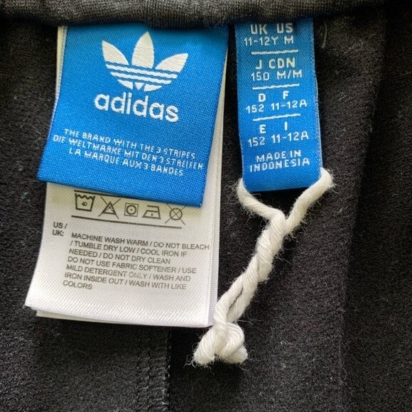 Adidas Superstar Elastic Drawstring Shorts 11-12Y Black White Zipper Pockets - Picture 3 of 6